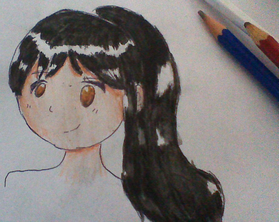 893x712 Watercolor Pencils Drawing Anime Girl By Themoonthesunthestar On - Watercolor Anime Girl