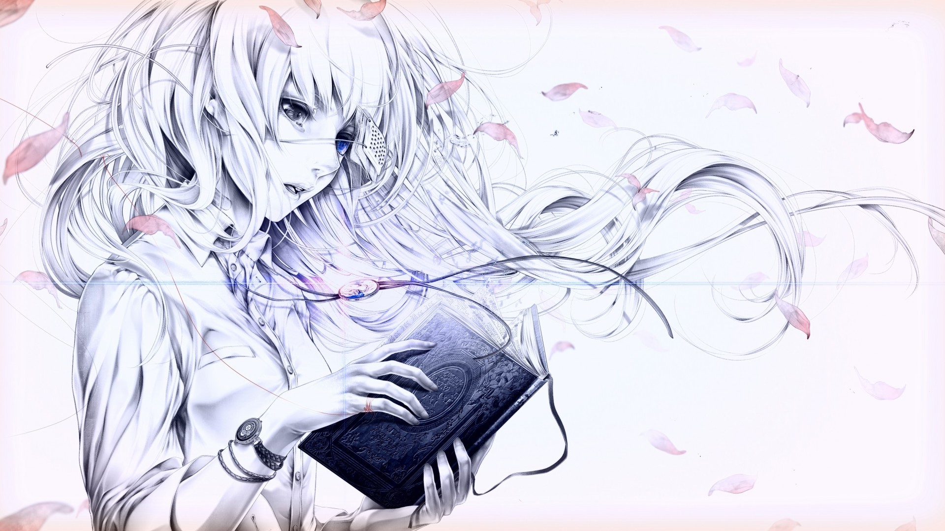 1920x1080 Wallpaper Drawing, Illustration, Anime Girls, Cartoon, Black - Watercolor Anime Girl
