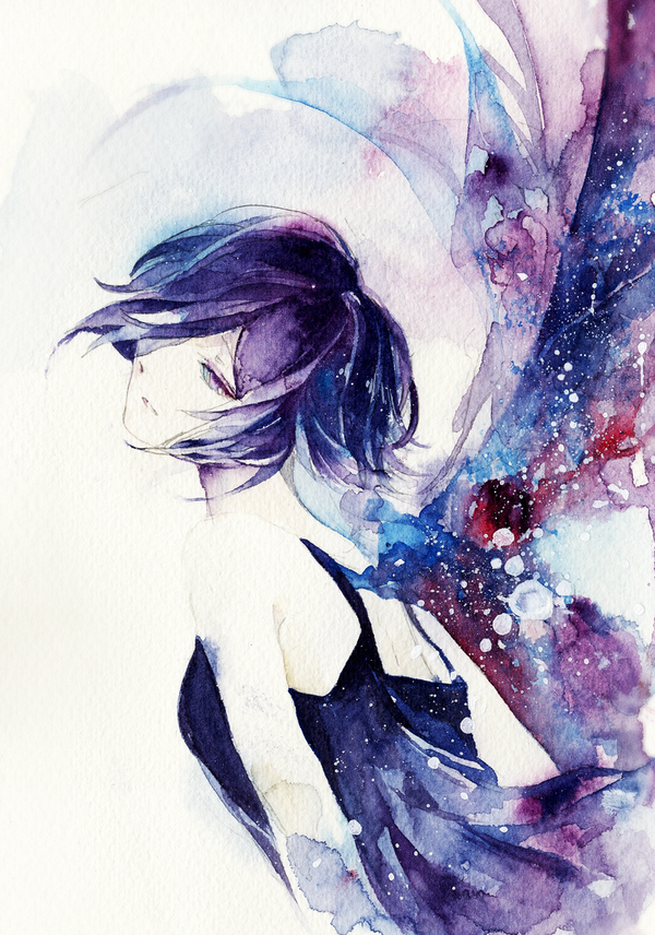 600x856 Watercolor - Watercolor Anime Girl