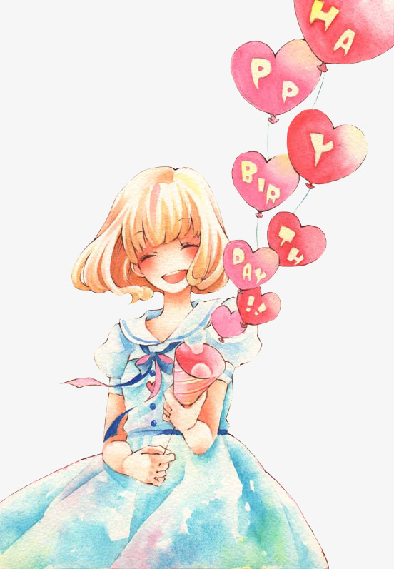552x797 Watercolor Girl, Watercolor Clipart, Watercolor, Balloon Png Image - Watercolor Anime Girl