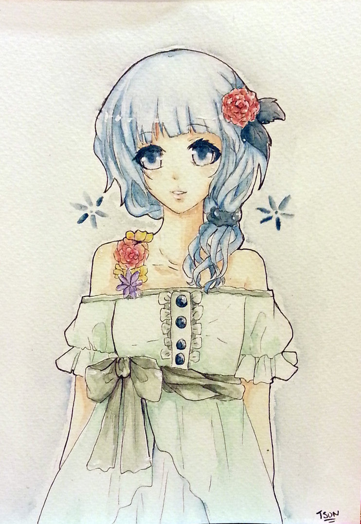 742x1076 Watercolor Prize By Tsundere Girl - Watercolor Anime Girl