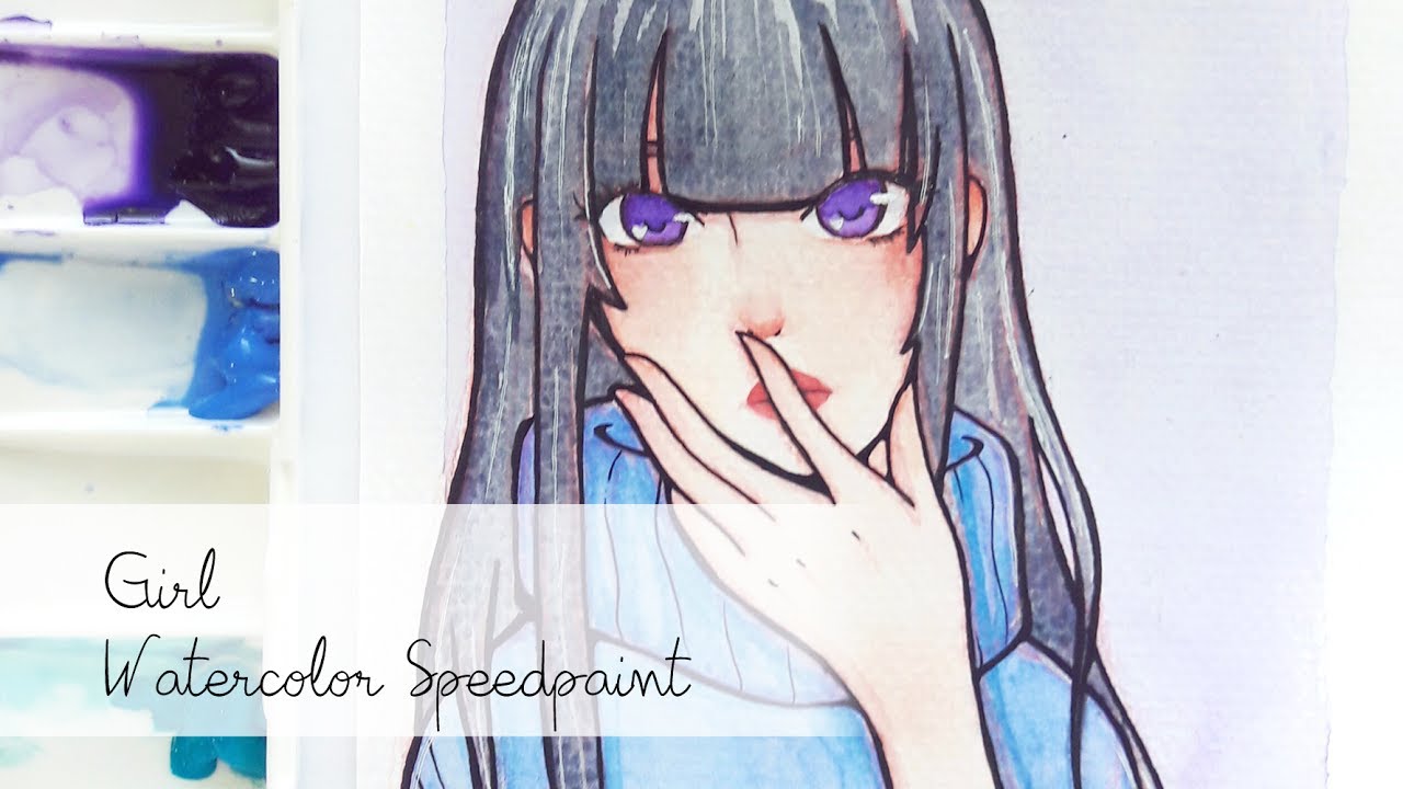 1280x720 Anime Girl - Watercolor Anime Girl