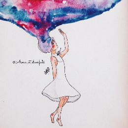 260x260 Anime Girl Watercolor Hair - Watercolor Anime Girl