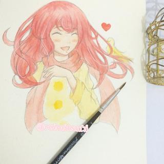 320x320 Doodle And Watercolor - Watercolor Anime Girl