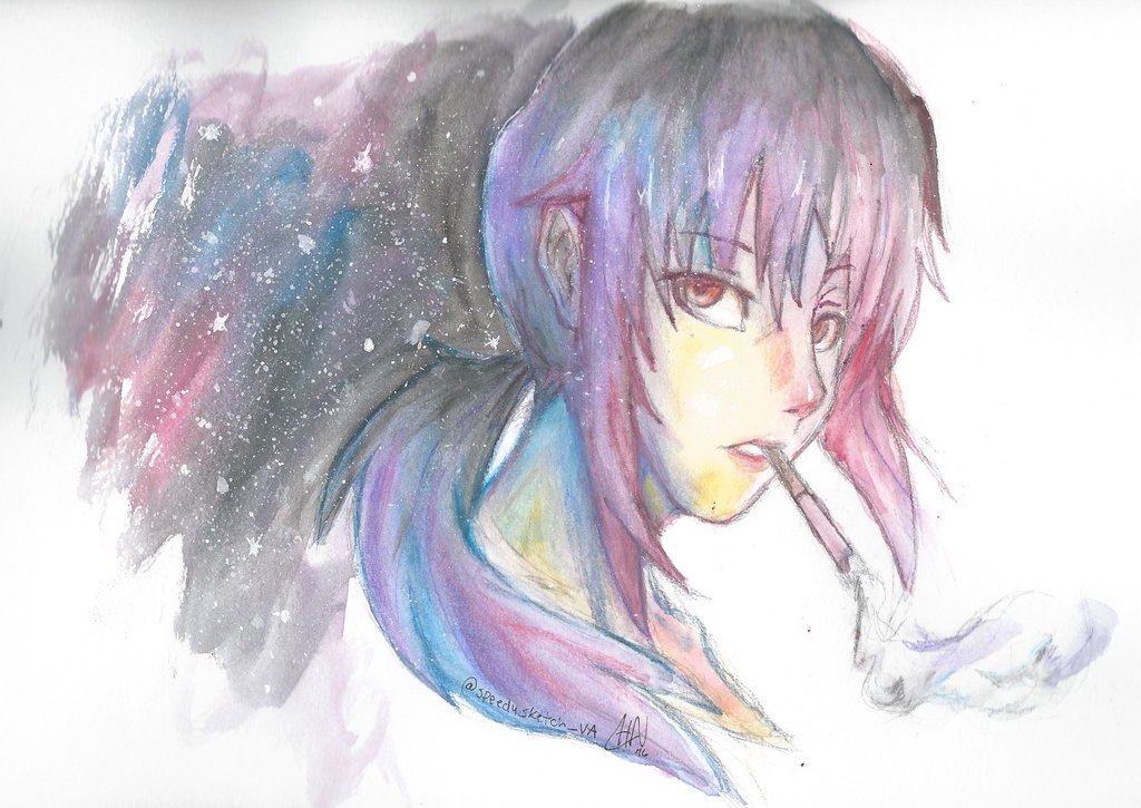 1024x725 Galaxy Anime Girl Attempt By Scootalootheotaku007 - Watercolor Anime Girl