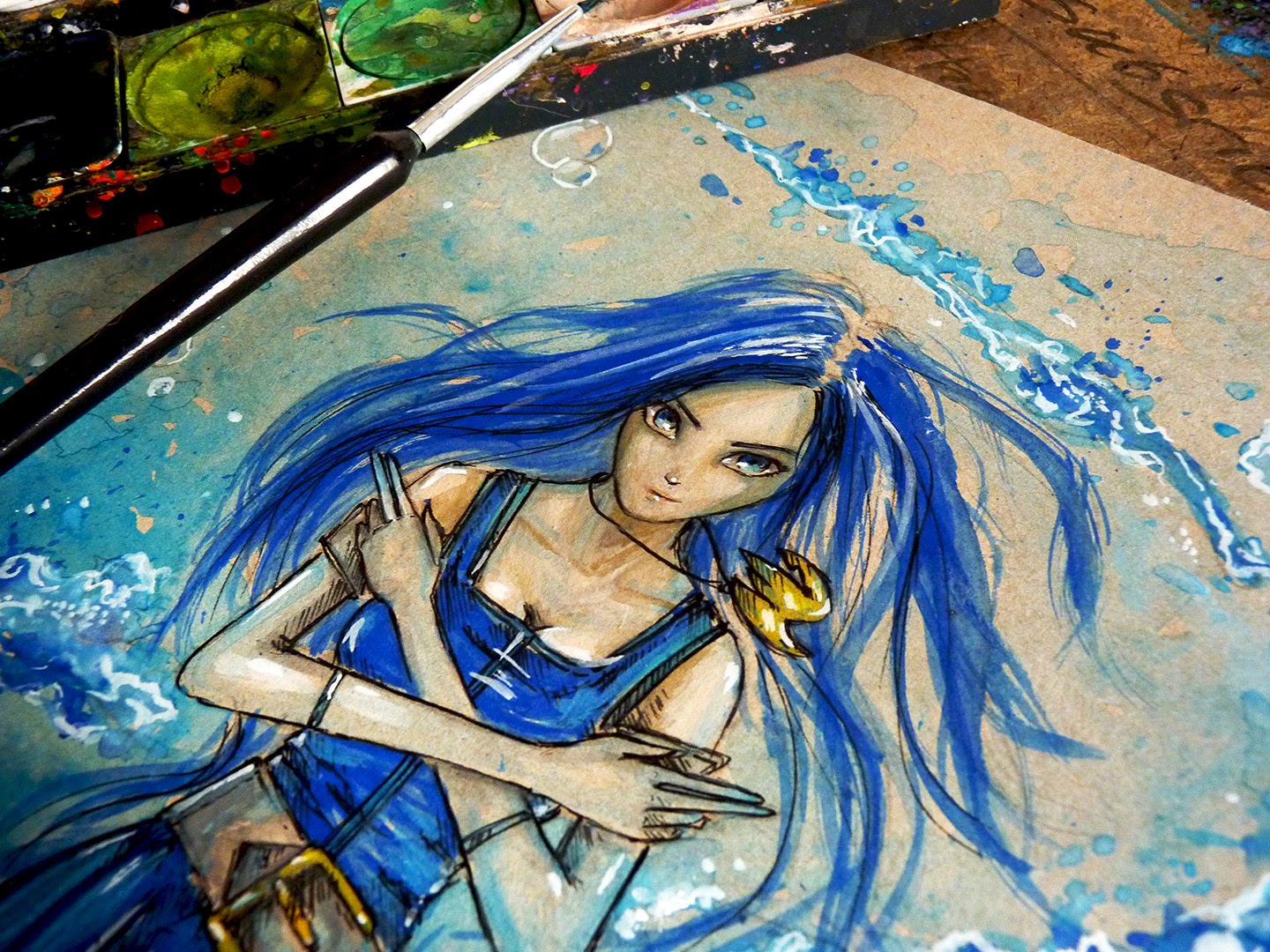 1440x1080 Watercolor Time Lapse Painting Ink) - Watercolor Anime Painting