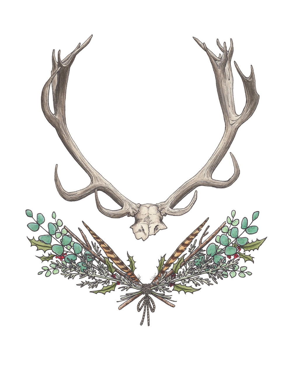 1000x1250 Flora + Fauna Hilary Wootton - Watercolor Antlers