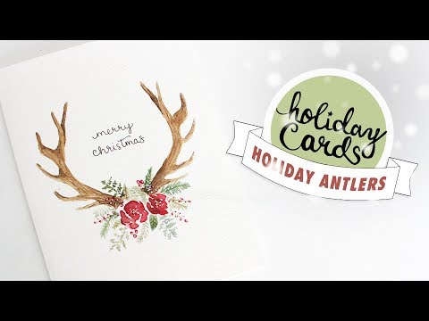 480x360 Holiday Card - Watercolor Antlers