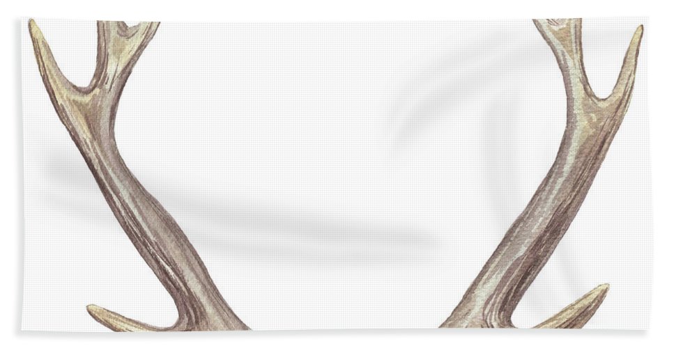 967x500 Watercolor Antlers Bath Towel For Sale By Irina Sztukowski - Watercolor Antlers