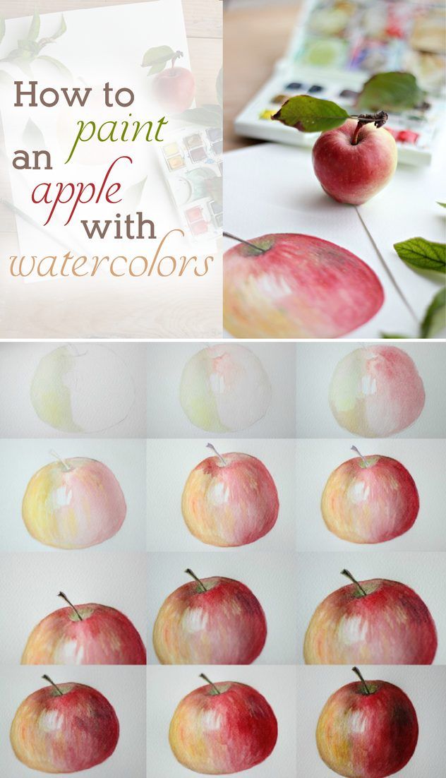 632x1102 How To Paint An Apple With Watercolors Watercolor, Apples And Crafts - Watercolor Apple
