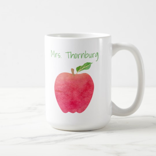 540x540 Personalized Teacher Red Watercolor Apple Teachers Coffee Mug - Watercolor Apple