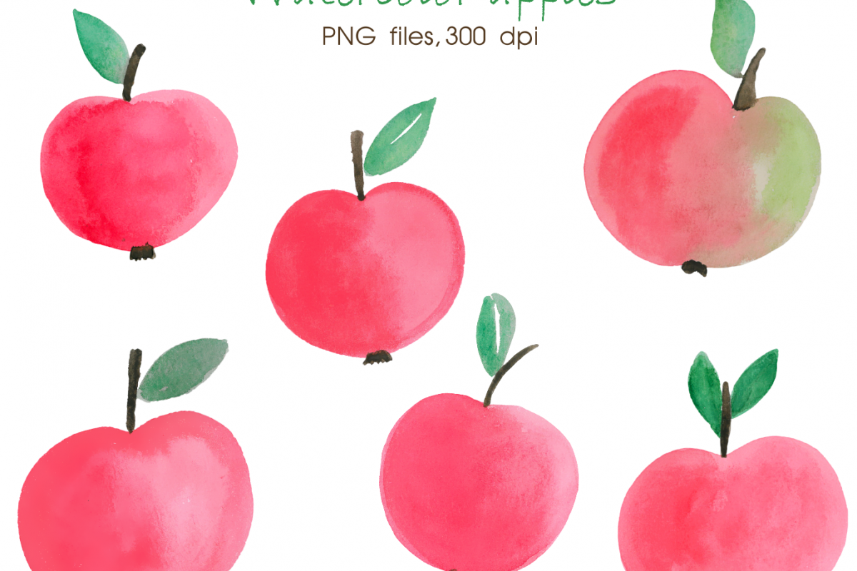 1200x800 Watercolor Apple Digital Watercolour Hand Painted Clipart - Watercolor Apple