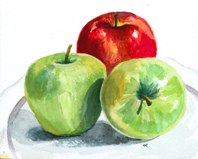 387x311 Watercolor Paintings Of Chris Cook - Watercolor Apple