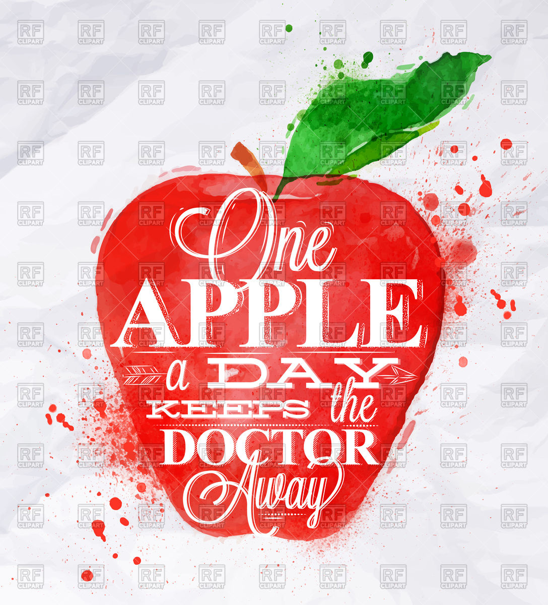 1088x1200 Watercolor Apple And Lettering One Apple A Day Keeps The Doctor - Watercolor Apple