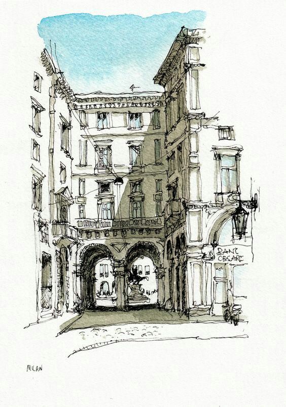 564x804 Pin By Kate Manson On Sketch Sketches, Watercolor - Watercolor Architectural Drawings