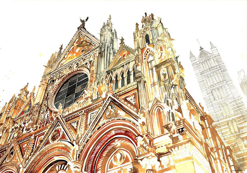 800x560 Vibrant Architectural Watercolors By Maja Wronska Colossal - Watercolor Architectural Drawings