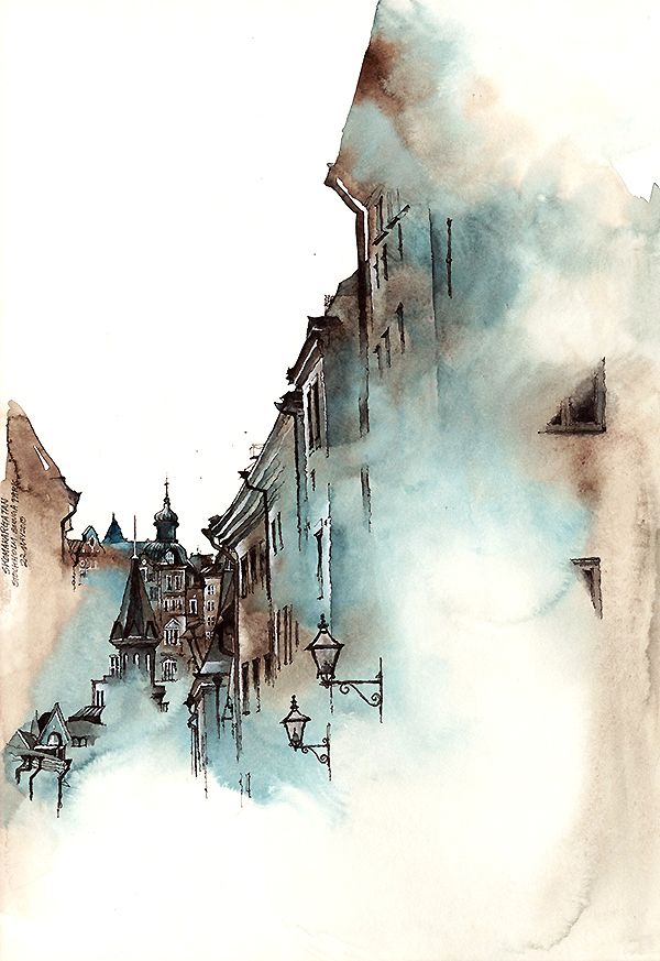 600x873 Watercolor Architecture Based On My Trip 2014 Feb 2015 In Central - Watercolor Architectural Drawings
