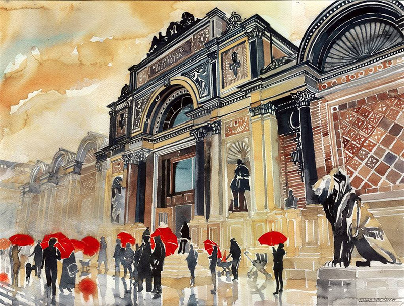 800x607 Vibrant Architectural Watercolors By Maja Wronska Colossal - Watercolor Architecture