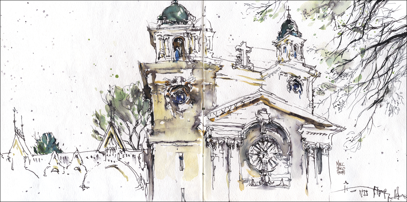 1400x697 Bringing People And Places To Life Fluid Travel Sketches By Marc - Watercolor Architecture Sketch
