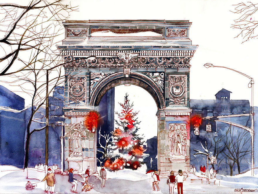 880x662 Polish Architect Releases Time Lapse Videos For Her Brilliant - Watercolor Architecture Sketch