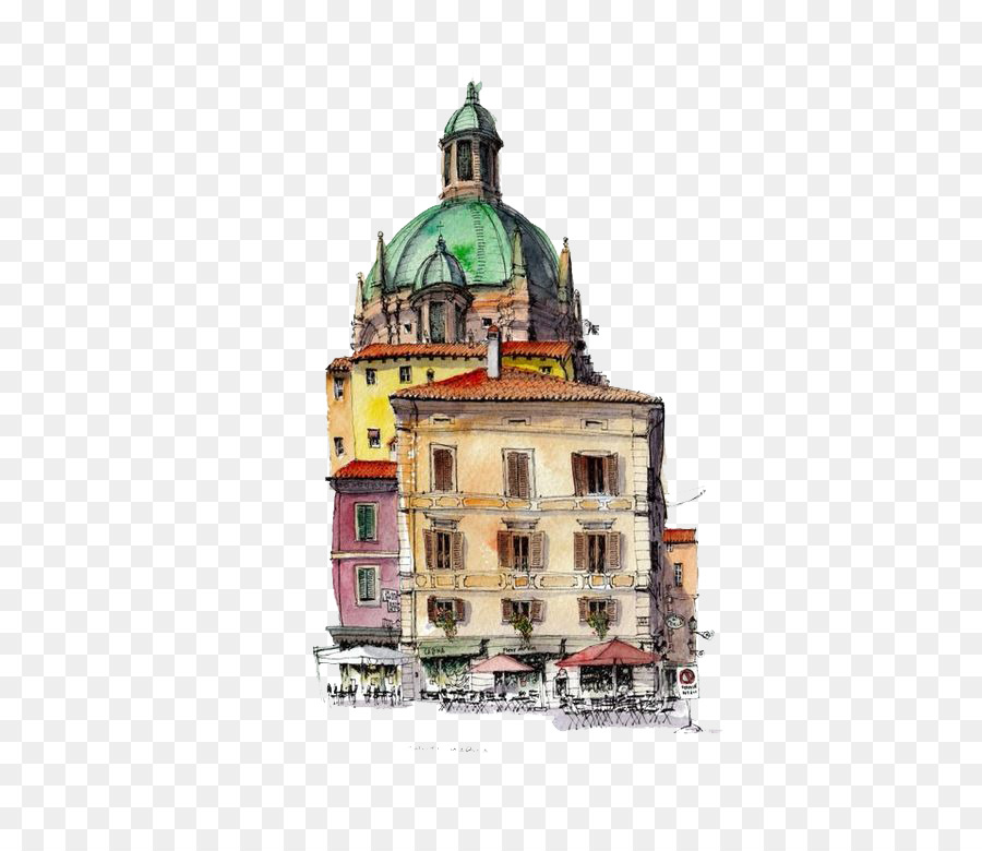 900x780 Watercolor Painting Drawing Architecture Sketch - Watercolor Architecture Sketch
