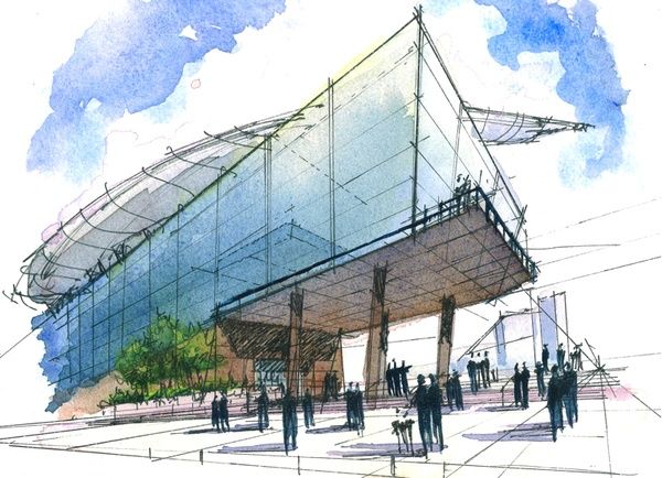 600x434 Watercolor Sketch Interior Architectural Sketches - Watercolor Architecture Sketch