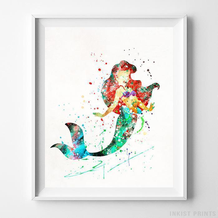 699x699 Ariel The Little Mermaid Wall Art Disney Watercolor Poster Home - Watercolor Ariel
