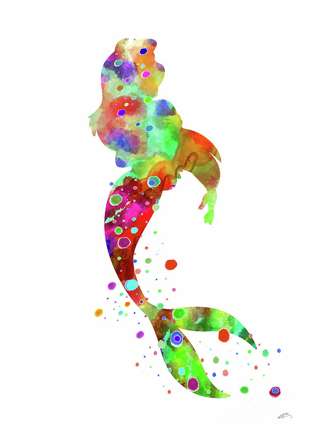 636x900 Ariel Watercolor Print Digital Art By Svetla Tancheva - Watercolor Ariel