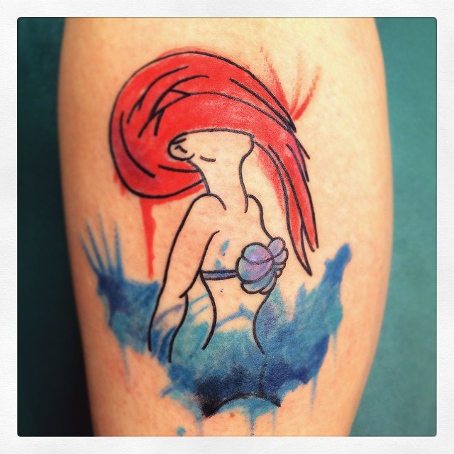 640x640 Watercolor Ariel Disney Princess Tattoos Popsugar Australia - Watercolor Ariel