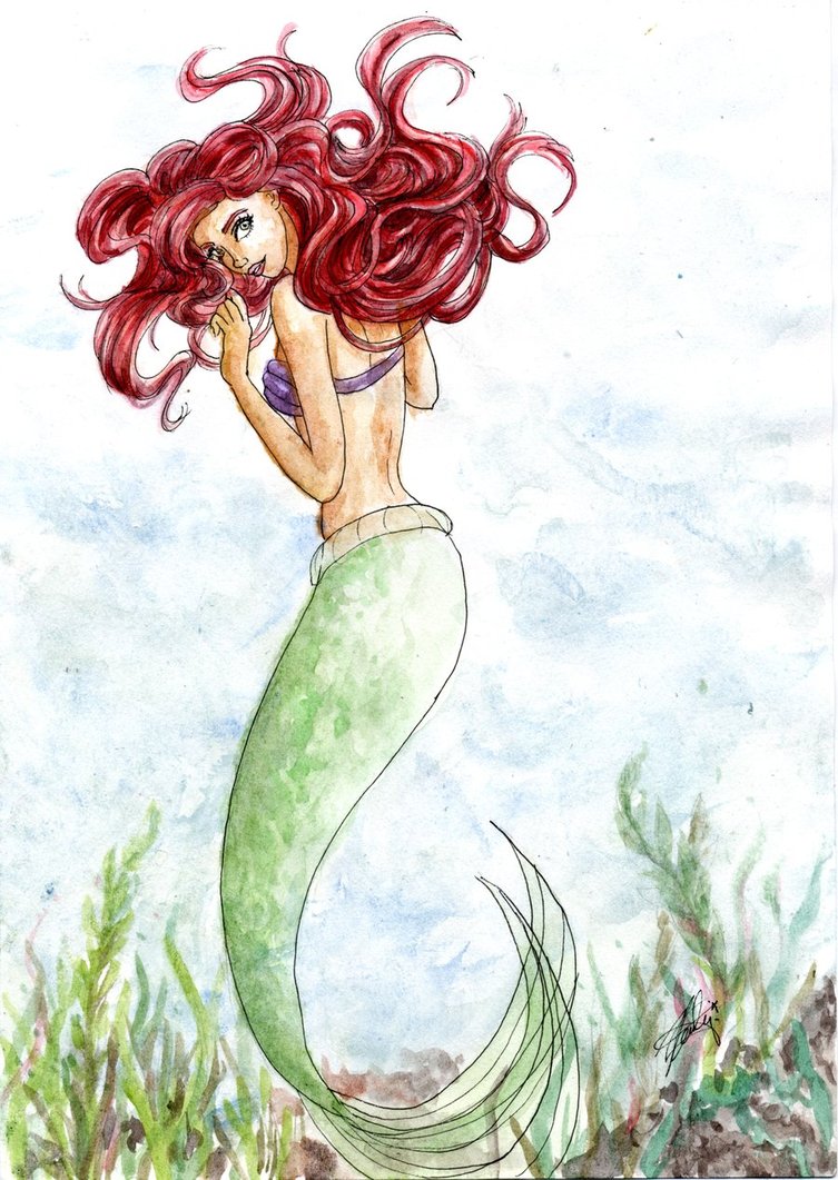 753x1061 Watercolor Ariel By Katyshaga - Watercolor Ariel