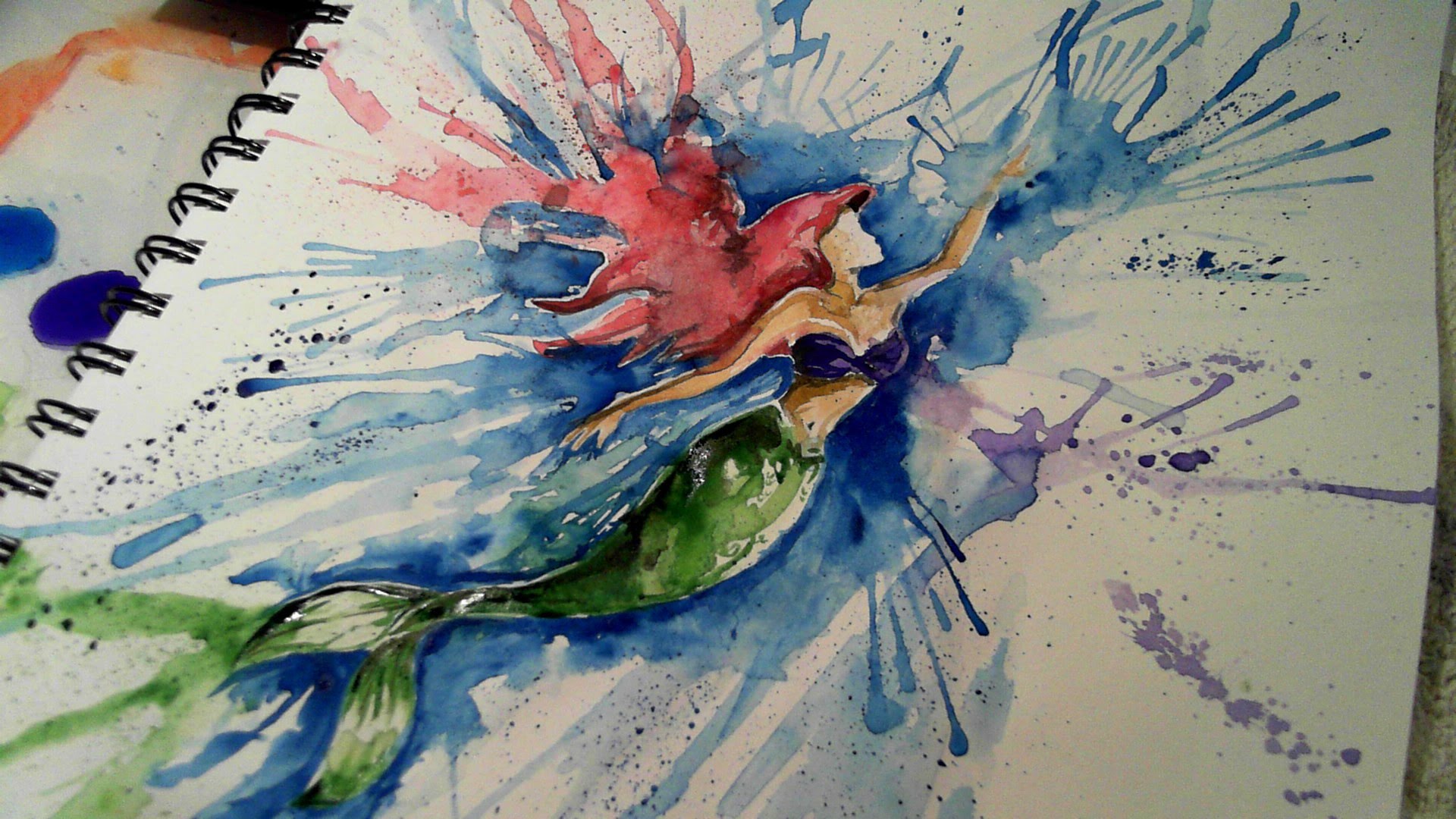 1920x1080 Watercolour Ariel Painting - Watercolor Ariel