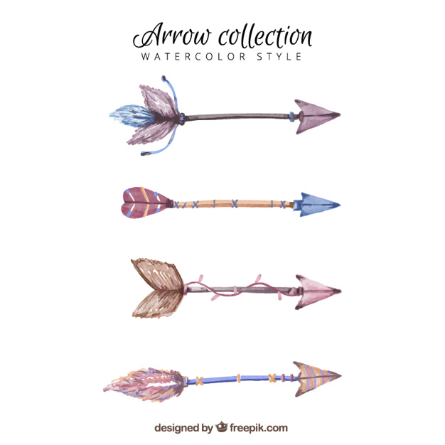626x626 Fantastic Collection Of Four Watercolor Arrows Vector Free Download - Watercolor Arrow