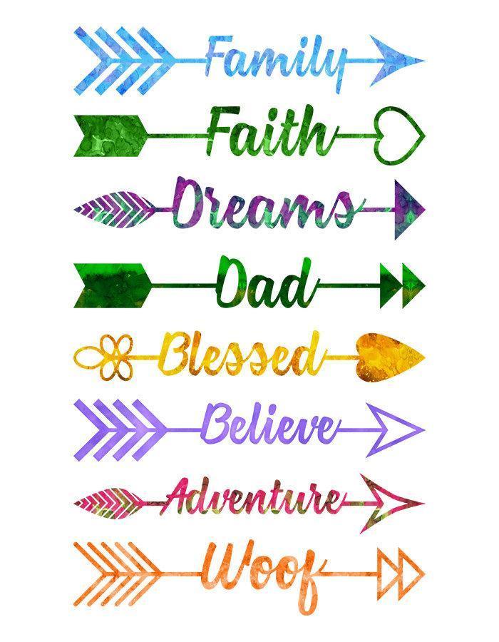 700x900 16 Watercolor Arrow Words Clipart The Digital Download Shop - Watercolor Arrow