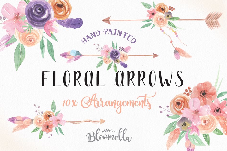 946x630 Watercolor Arrow Clipart Bouquets Flowers Summer Florals - Watercolor Arrow