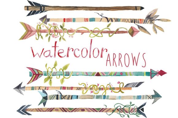 580x386 Watercolor Arrows Clip Art By Digital Press Creation On Creative - Watercolor Arrow