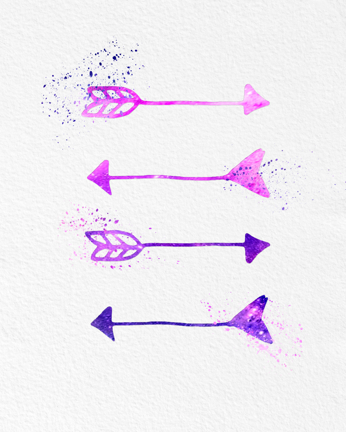 1200x1500 Watercolor Art Print Four Arrows Modern 8x10 Wall Art Decor Wall - Watercolor Arrow