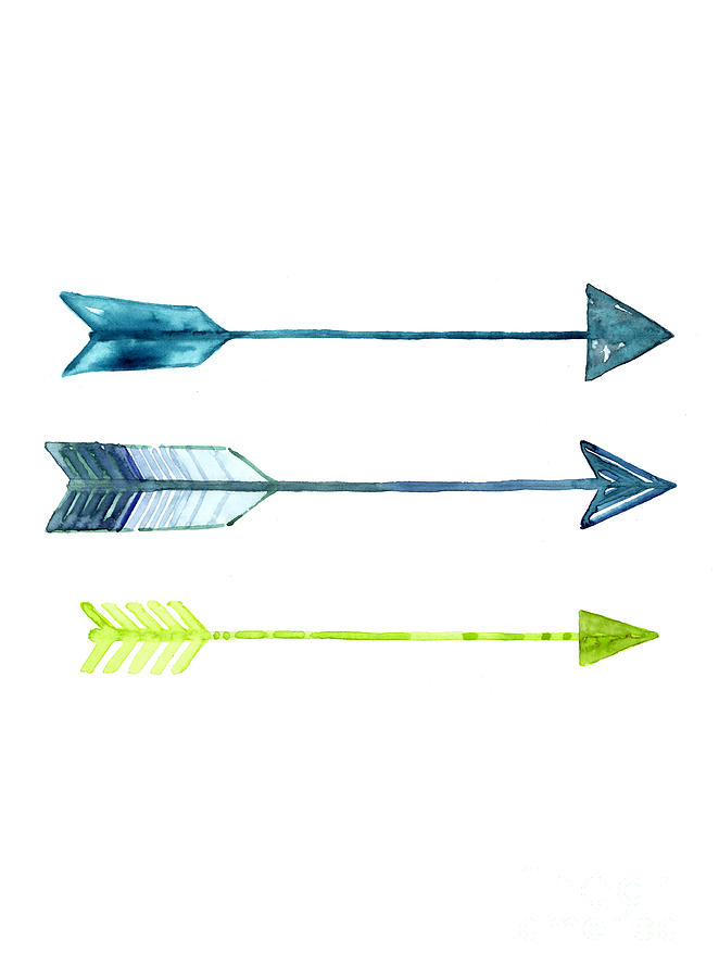 662x900 Arrows Watercolor Art Print Painting By Joanna Szmerdt - Watercolor Arrow