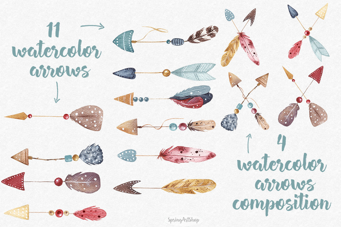 1160x772 Boho Watercolor Arrows Feather Watercolor Clipart Tribal Wedding - Watercolor Arrow