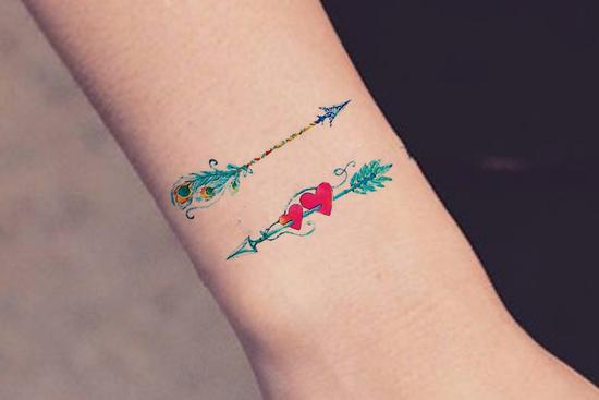 550x367 Arrow Tattoo Ideas For The Minimalist Mybodiart - Watercolor Arrow Tattoo