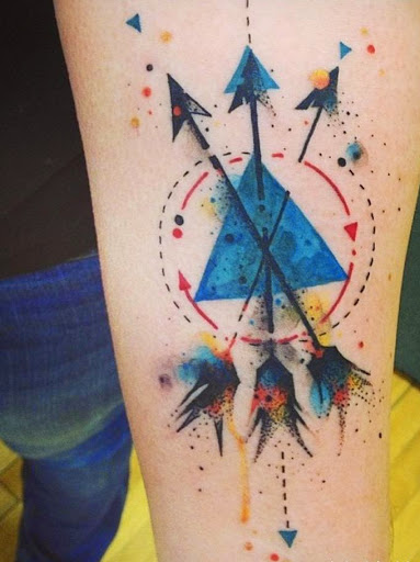 383x512 50 Unique And Beautiful Arrow Tattoo Designs - Watercolor Arrow Tattoo