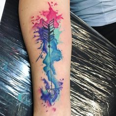 236x236 60 Awesome Watercolor Tattoo Designs Cool Tattoos - Watercolor Arrow Tattoo