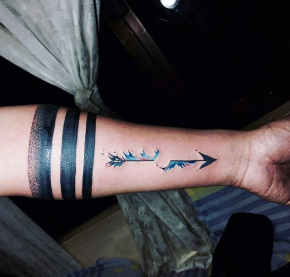 595x568 150 Best Arrow Tattoos Meanings (Ultimate Guide, September 2018 - Watercolor Arrow Tattoo