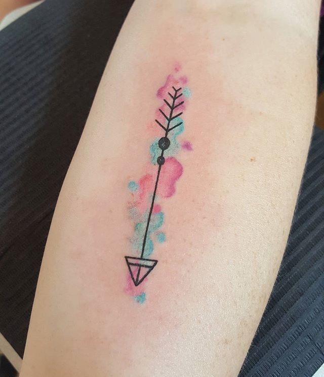 640x743 Cute Watercolor Arrow Tattoo - Watercolor Arrow Tattoo
