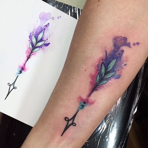 480x480 I Really Love The Watercolor Look In Tattoos, And There Are Many - Watercolor Arrow Tattoo