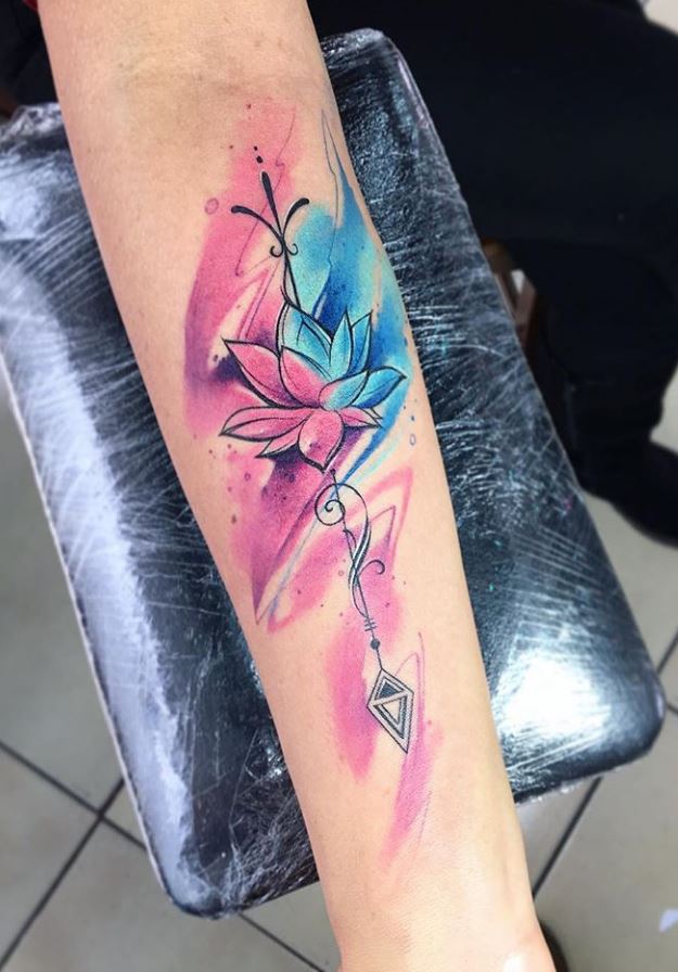 625x896 Watercolor Lotus Arrow Tattoo - Watercolor Arrow Tattoo