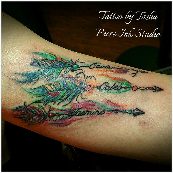 720x720 Watercolor Arrows Tattoo With Birthstones Tattoo Portfolio - Watercolor Arrow Tattoo