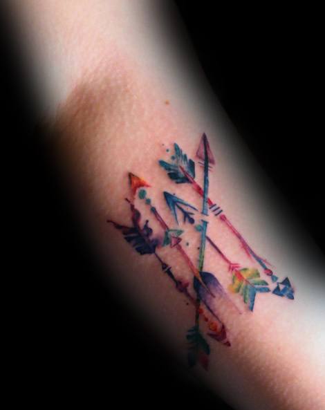 470x593 40 Simple Arrow Tattoo Designs For Men - Watercolor Arrow Tattoo