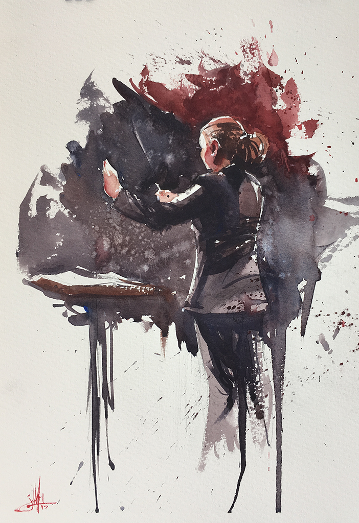 702x1024 Figures Judd Mercer Watercolor Art - Watercolor Art