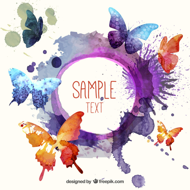 626x626 Watercolor Butterflies Background Vector Free Download - Watercolor Art Background