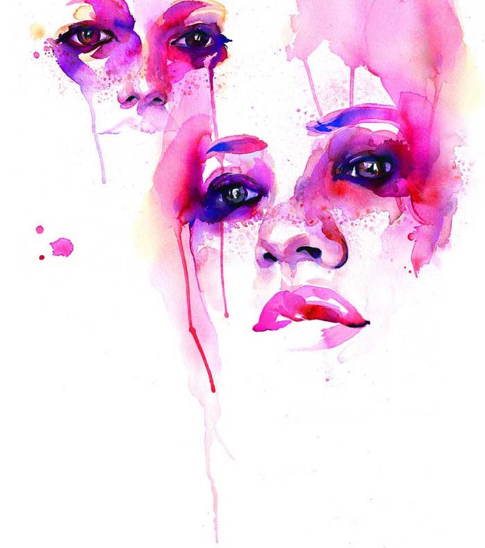 700x792 Marion Bolognesi Watercolor Faces - Watercolor Art Face